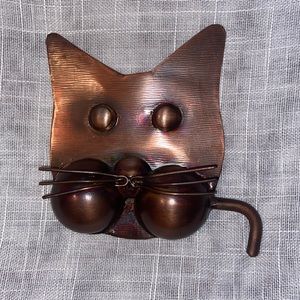 Cat Head Art- made of metal (copper)